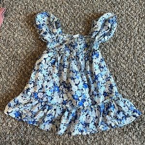 Puff sleeve blue florals dress